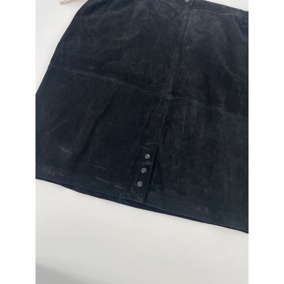 VTG Suede Leather Black Skirt Goth Grunge Western Boho Indie Sleaze Minimalist - Picture 9 of 12